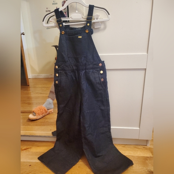 Stylish Black Denim Overalls - Main Image